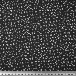 Baumwolle 100% MINI Wiese mit Punkten weiß auf schwarzem Hintergrund  