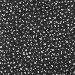 Baumwolle 100% MINI Wiese mit Punkten weiß auf schwarzem Hintergrund  