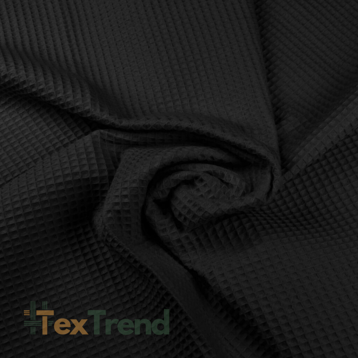 Baumwolle Waffel schwarz  