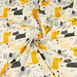 Baumwolle 100% orange Hunde auf beigem Hintergrund  