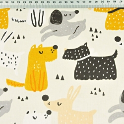 Baumwolle 100% orange Hunde auf beigem Hintergrund  