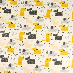 Baumwolle 100% orange Hunde auf beigem Hintergrund  