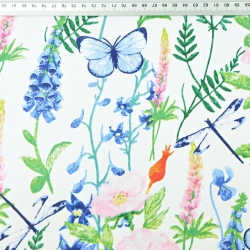 Baumwolle 100% Wiese mit Lupinen auf weißem Hintergrund  