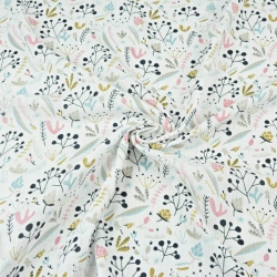 Baumwolle Tetra Pastellsträucher mit Eberesche auf weißem Hintergrund  