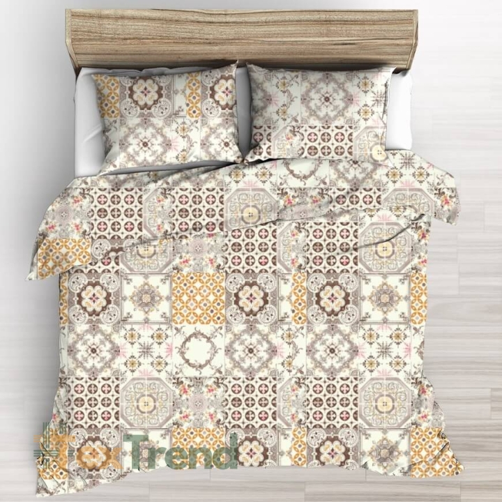 Baumwolle 100% orientalisches Patchwork beige-orange - 220cm  
