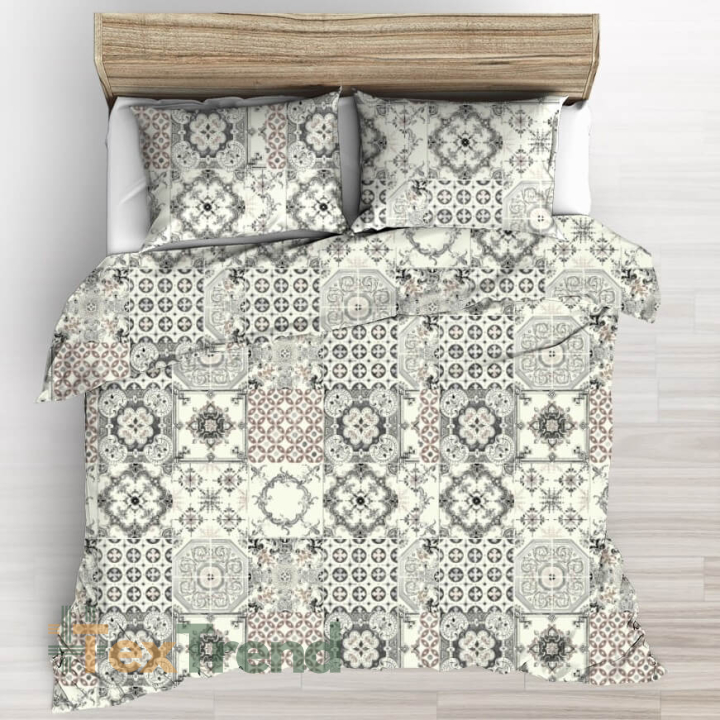 Baumwolle 100% orientalisches Patchwork beige-grau - 220cm  