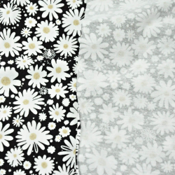 Jersey-Strick Gänseblümchen auf schwarzem Hintergrund  