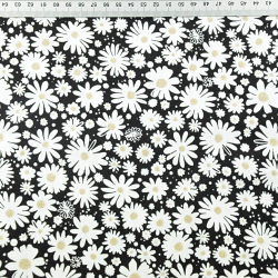 Jersey-Strick Gänseblümchen auf schwarzem Hintergrund  