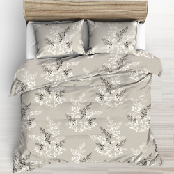 Baumwolle 100% braun-weiße Zweige auf beigem Hintergrund - 220cm  