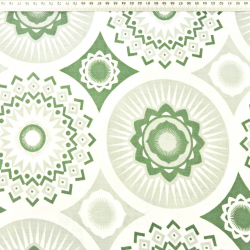 Baumwolle 100% Mandala-Muster salbeigrün auf weißem Hintergrund  