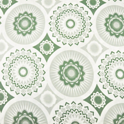 Baumwolle 100% Mandala-Muster salbeigrün auf weißem Hintergrund  