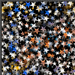 Jersey-Stoff bunte Sterne auf schwarzem Hintergrund - Digitaldruck  