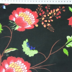 Baumwolle 100% Bunte Ranken auf schwarzem Hintergrund  