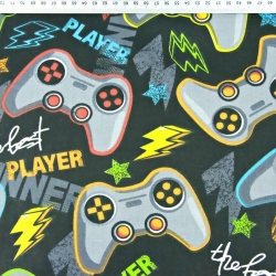 Baumwolle 100% Computerspiele auf schwarzem Hintergrund  