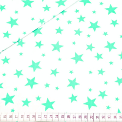 Baumwolle 100% kleine und große neue Sternchen mint auf weißem Hintergrund  