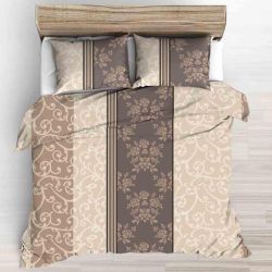 Baumwolle 100% Blumen und Ornamente in beige-braunen Streifen - 220cm