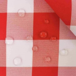 Tischdeckenstoff fleckenabweisend - große rote Vichy-Karos  