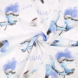 100% Baumwolle Roller violett-blau auf weißem Hintergrund  