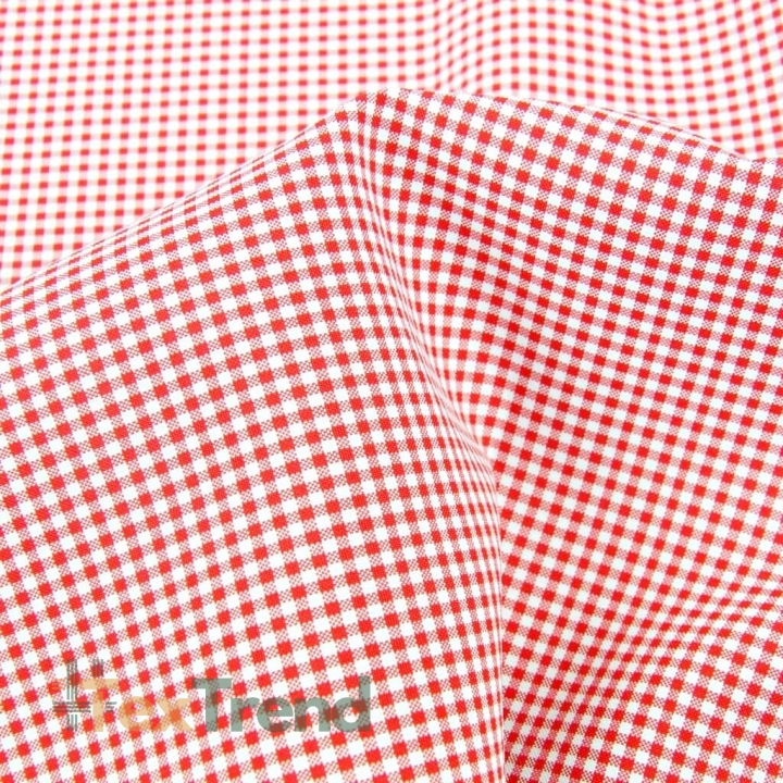 Tischdeckenstoff fleckenabweisend - kleine rote Vichy-Karos  