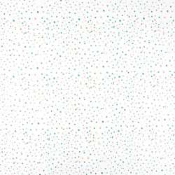 Baumwolle 100% Punkte Kieselsteine grün-ziegelrot auf weißem Hintergrund  