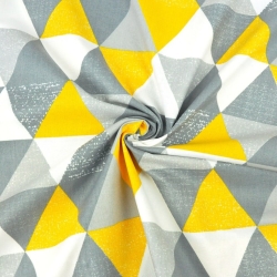 100% Baumwolle große gemusterte Dreiecke grau-dunkelgelb  