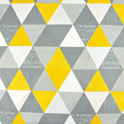 100% Baumwolle große gemusterte Dreiecke grau-dunkelgelb  