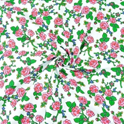 Baumwolle 100% Krakauer Muster Rosen auf weißem Hintergrund  