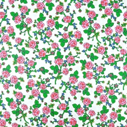 Baumwolle 100% Krakauer Muster Rosen auf weißem Hintergrund  