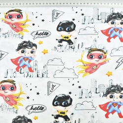 Baumwolle 100% Superhelden, Liga der Gerechtigkeit auf weißem Hintergrund  