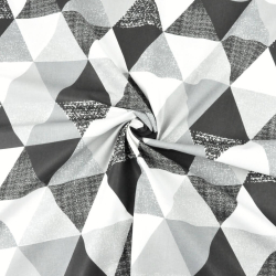 100% Baumwolle große gemusterte Dreiecke grau-schwarz  