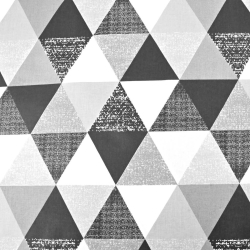 100% Baumwolle große gemusterte Dreiecke grau-schwarz  