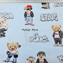 100% Baumwolle coole Bären auf himmelblauem Hintergrund  