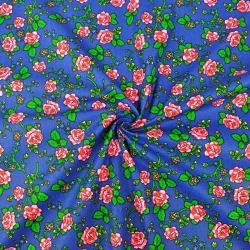 Baumwolle 100% Krakauer Muster Rosen auf dunkelblauem Hintergrund  