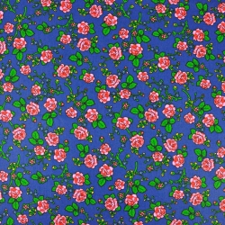Baumwolle 100% Krakauer Muster Rosen auf dunkelblauem Hintergrund  