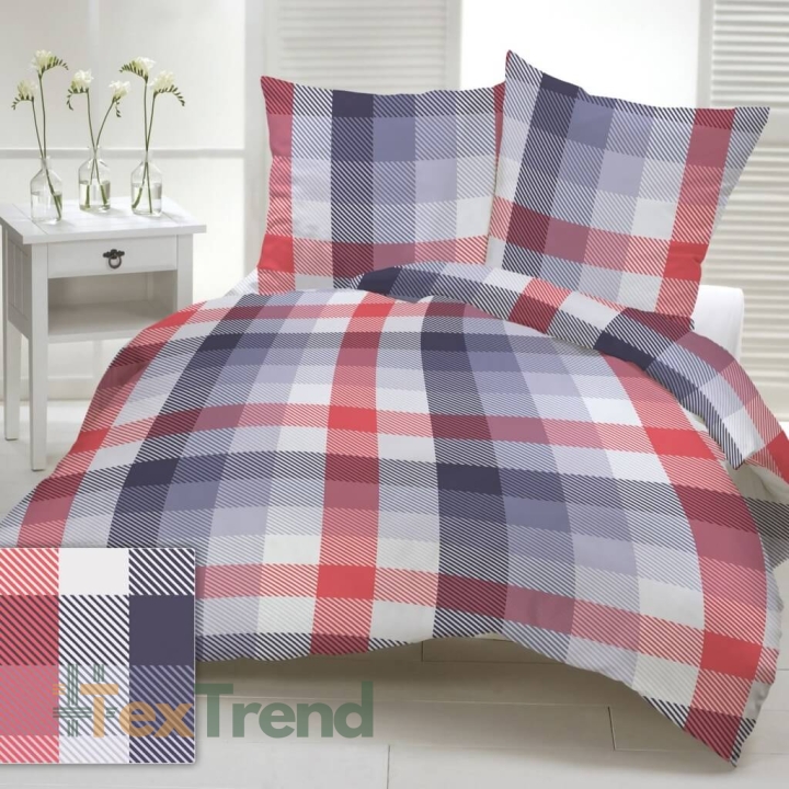 Baumwolle 100% dunkelblau-rot-graue Karos  