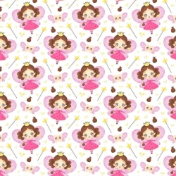 100% Baumwolle Zahnfee rosa auf weißem Hintergrund  