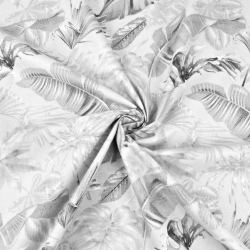 Baumwolle 100% grau-graue Blätter auf grauem Hintergrund  