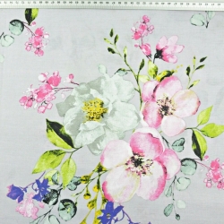 Baumwolle 100% große Apfelbaumblumensträuße auf grauem Hintergrund  