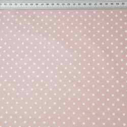 Baumwolle 100% Punkte 4mm weiß auf schmutzig rosa Hintergrund  