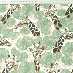 Baumwolle Musselin Double Gauze - Digitaldruck - Giraffen mit Blättern  