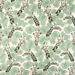 Baumwolle Musselin Double Gauze - Digitaldruck - Giraffen mit Blättern  