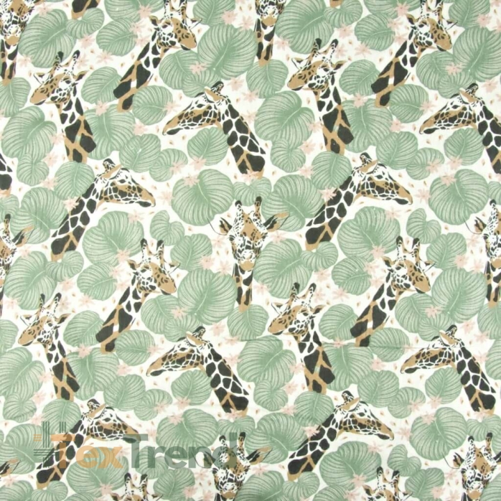 Baumwolle Musselin Double Gauze - Digitaldruck - Giraffen mit Blättern  