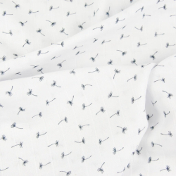 Baumwolle Musselin Pusteblumen MINI graphit auf weißem Hintergrund  