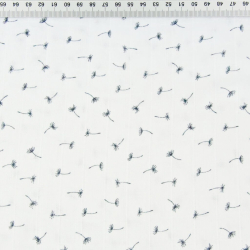 Baumwolle Musselin Pusteblumen MINI graphit auf weißem Hintergrund  