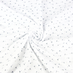 Baumwolle Musselin Pusteblumen MINI graphit auf weißem Hintergrund  