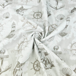 Baumwolle Musselin Double Gauze - Digitaldruck - Marine Muster  