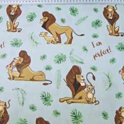 Baumwolle 100% Der König der Löwen auf grauem Hintergrund  