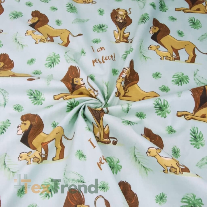 Baumwolle 100% Der König der Löwen auf grauem Hintergrund  
