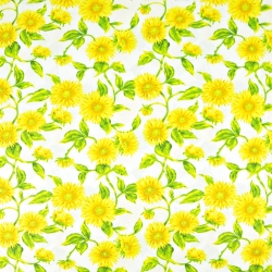 Baumwolle 100% Sonnenblumen auf weißem Hintergrund - 220cm  