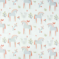 Baumwoll-Musselin Double Gauze - Digitaldruck - Pferde mit Eberesche  